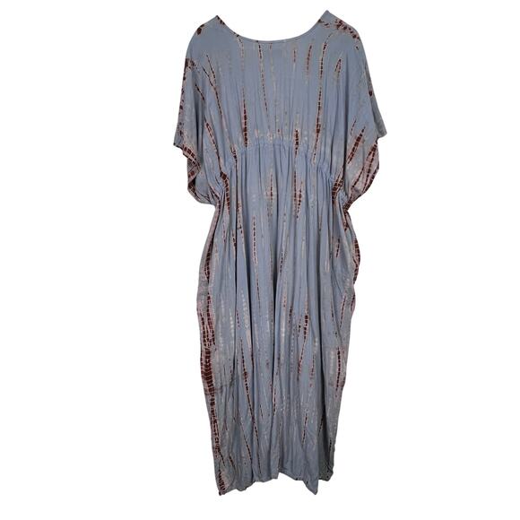 COCO DE CHOM Goddess Tie Dye Kaftan Maxi BOHO Dress V-Neck Lightweight OS - Picture 4 of 11